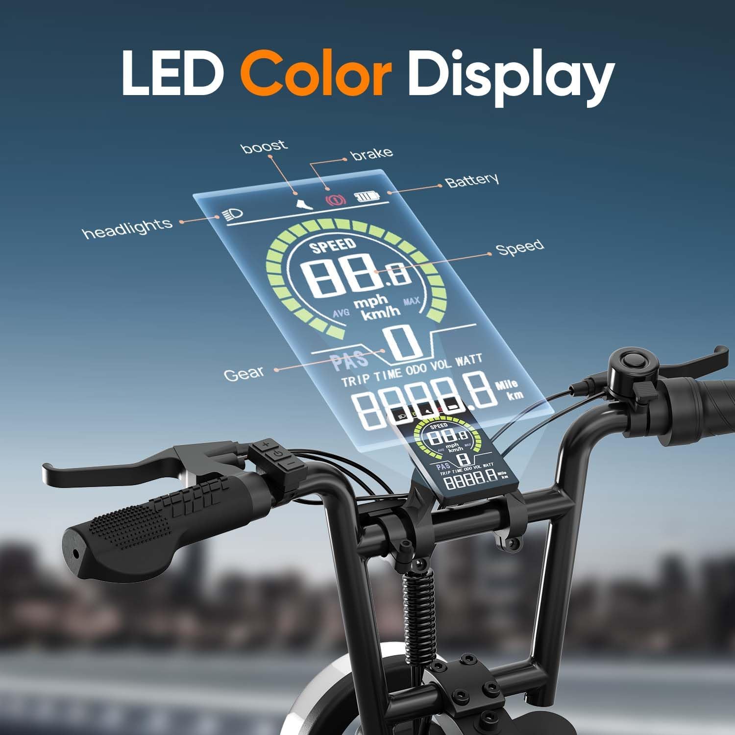 URLIFE 16" x 3.0 Electric Bike, 48V 13Ah Removable Battery, 250W Brushless Motor, 120km Range, Ebike with Dual Suspension, Lockable Storage Box for Teenagers and Adults (Black)